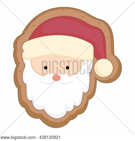 Gingerbread Santa Claus Christmas Cookies. Vector Illustration