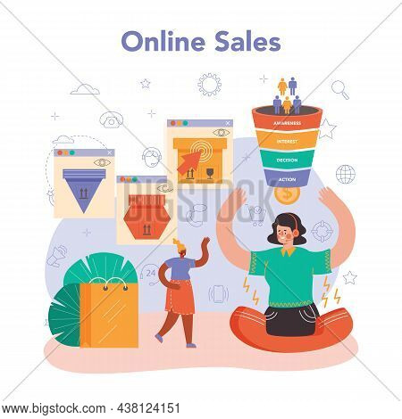 Online Sales Concept. Marketing Stategy Planning And Development