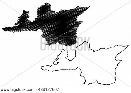 Ri-bhoi District (meghalaya State, Republic Of India) Map Vector Illustration, Scribble Sketch Ri Bh