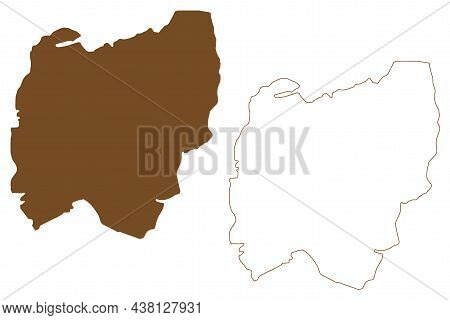 Wilczek Land Island (russia, Russian Federation, Franz Josef Land Archipelago) Map Vector Illustrati