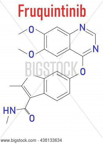 Skeletal Formula Of Fruquintinib Cancer Drug Molecule.