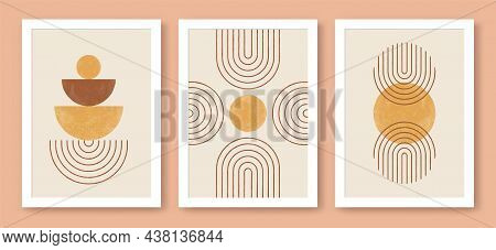 Abstract Modern Art With Geometric Balance Shapes. Abstract Arch, Moon, Earth Print