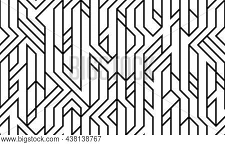 Tech Style Seamless Linear Pattern Vector, Monochrome Circuit Board Lines Endless Background Wallpap