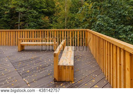Footbridge Among Trees Over Small Szklarka River