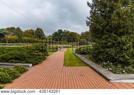 Small Lake And Rosarium In Cytadela Park At Autumn