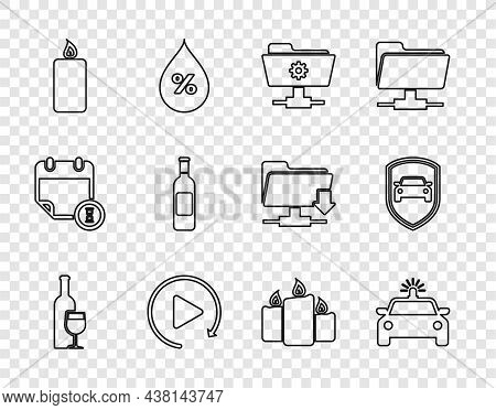 Set Line Wine Bottle With Glass, Police Car And Flasher, Ftp Settings Folder, Video Play Button, Bur