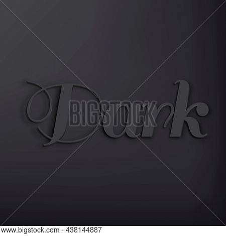 Dark word in black 3D text style