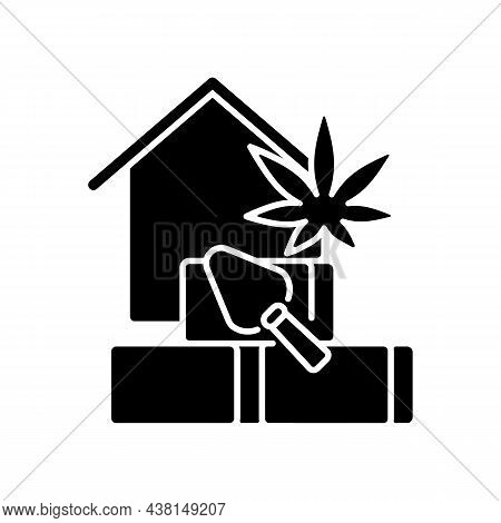 Hempcrete Black Glyph Icon. Sustainable Building Material. Construction Industry. Fibre-producing Pl