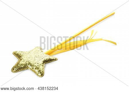 Beautiful Golden Magic Wand Isolated On White