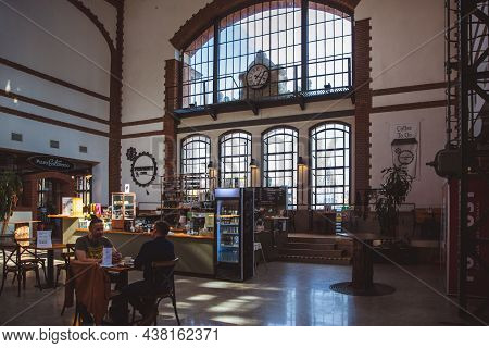 Budapest, Hungary - October, 2018: Interior Of The Batthyany Square Market Hall, Bomba Square Market