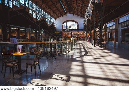 Budapest, Hungary - October, 2018: Interior Of The Batthyany Square Market Hall, Bomba Square Market