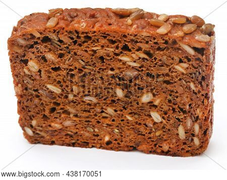 Healthy Rye Bread Food Over White Background