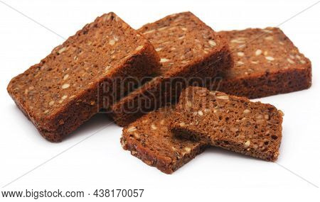 Rye Bread Sliced Food Over White Background
