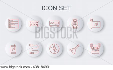 Set Line Music Recording Studio, Player, Guitar Amplifier, Electric Bass Guitar, Playlist, Synthesiz