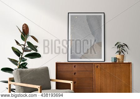 Mid century modern reading nook in an apartment