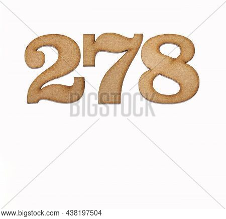 Number 278 In Wood, Isolated On White Background
