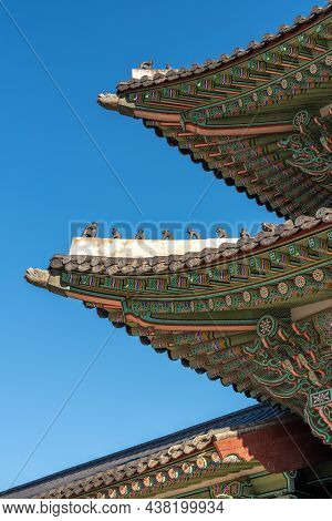 Architecture Of Gyeongbokgung Royal Palace Of The Joseon Dynasty In Seoul Korea