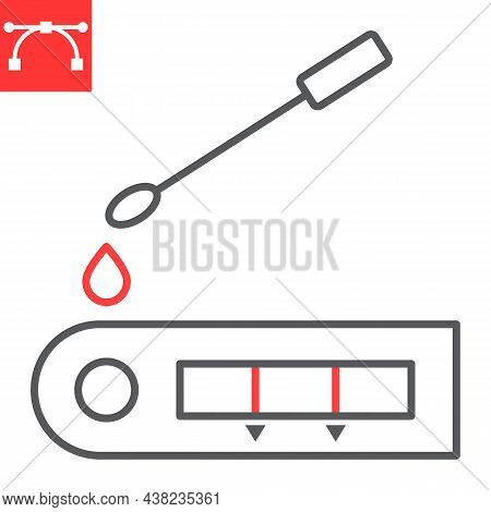 Covid-19 Rapid Test Line Icon, Coronavirus And Result, Rapid Antigen Test Vector Icon, Vector Graphi