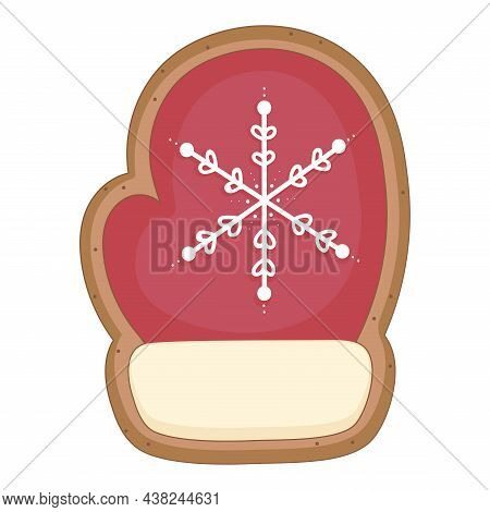 Gingerbread Mittens. Christmas Cookies. Vector Illustrations Isolated