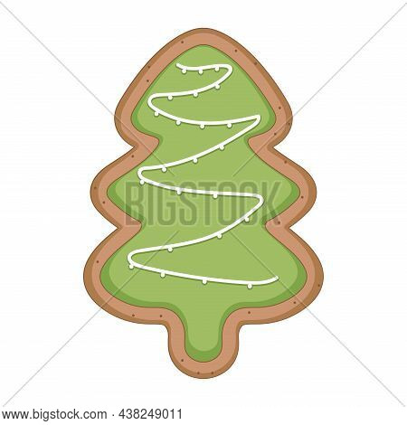 Gingerbread Christmas Tree Christmas Cookies. Vector Illustration