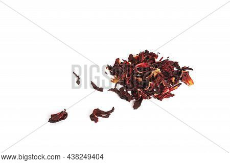 Hibiscus. Red Hibiscus Leaves Isolated On A White Background. Karkade. Karkade Tea.