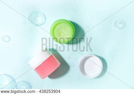 Cosmetic Bottle With Leaves With Water