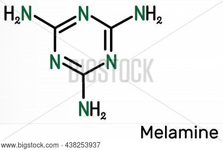 Melamine C3h6n6 Molecule. It Is Used To Produce Melamine Resins. Skeletal Chemical Formula. Illustra