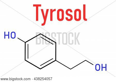 Tyrosol Molecule Skeletal Formula. Antioxidant Found In Olive Oil.
