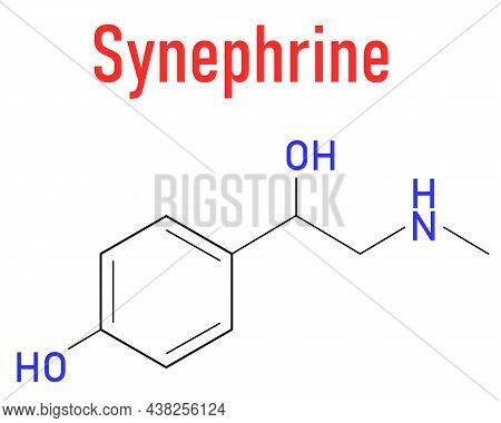 Synephrine Herbal Stimulant Molecule. Present In Several Citrus Species. Skeletal Formula.