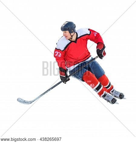 Professional Ice Hockey Player On Defending Position On The Rink