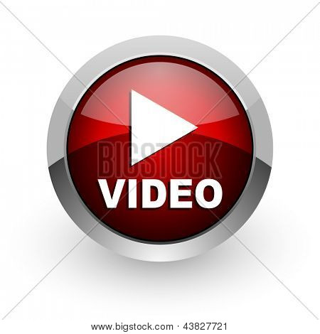 brillante icono de círculo rojo video web