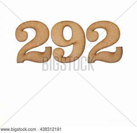 Number 292 In Wood, Isolated On White Background