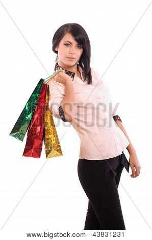 Sacos de compras de exploração de mulher