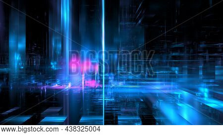 Hi Tech Digital Interior Abstract Data Center Server, Business Technology Blured Polygonal Geometric