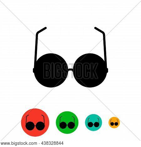 Reading Glasses Black Icon With Round Lenses. Element For A Website For The Blind And Visually Impai