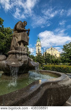 Fountain In Front Of St. Joseph, A Roman Catholic Church Located In Maxvorstadt, Munich, Bavaria, Ge