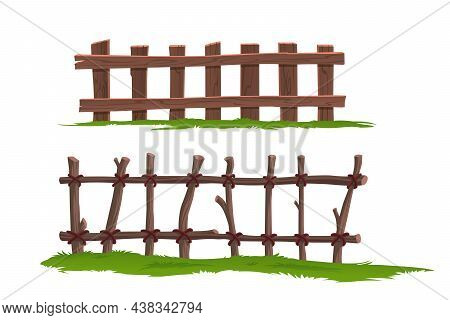 Vector Wooden Fence Isolated On White Background
