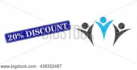 Low-poly Friends Designed With Scattered Filled Triangles, And Grunge 20 Discount Discount Stamp. Bl