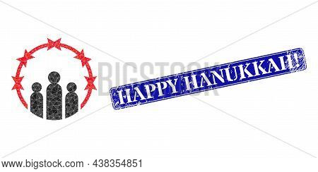 Low-poly Totalitarism Combined With Randomized Filled Triangles, And Grunge Happy Hanukkah Seal Stam