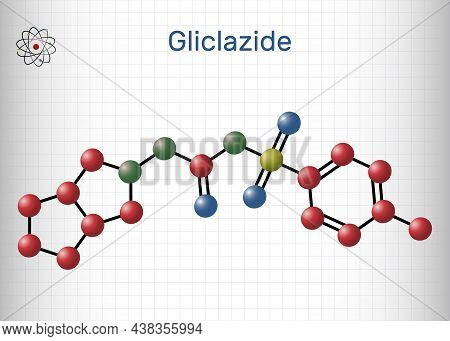 Gliclazide Molecule. It Is Sulfonylurea Compound With Hypoglycemic Activity, Used For Treatment Of N