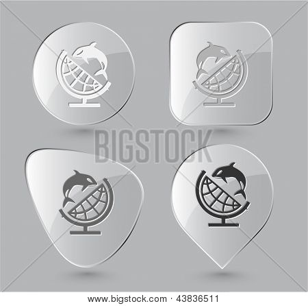 Globe og shamoo. Glas knapper. Raster illustration.