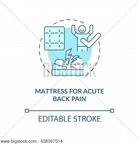 Mattress For Acute Back Pain Blue Concept Icon. Mattress Type Abstract Idea Thin Line Illustration. 