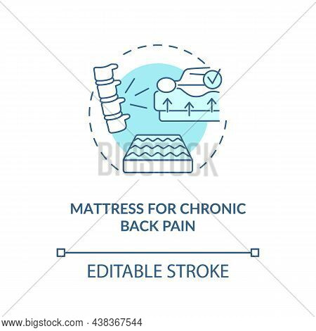 Mattress For Chronic Back Pain Blue Concept Icon. Relieving Back Ache Abstract Idea Thin Line Illust