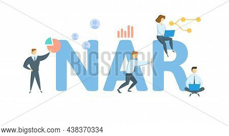 Nar, National Association Of Realtors. Concept With Keyword, People And Icons. Flat Vector Illustrat