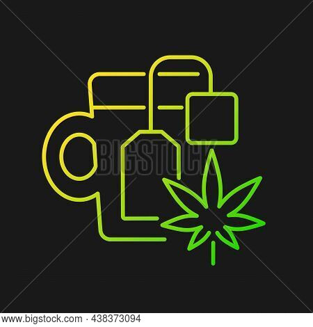 Weed Tea Gradient Vector Icon For Dark Theme. Medical Cannabis Decoction. Drinking Herbal Beverage. 