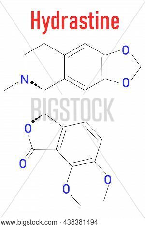 Hydrastine Herbal Alkaloid Molecule, Found In Hydrastis Canadensis, Goldenseal. Skeletal Formula.