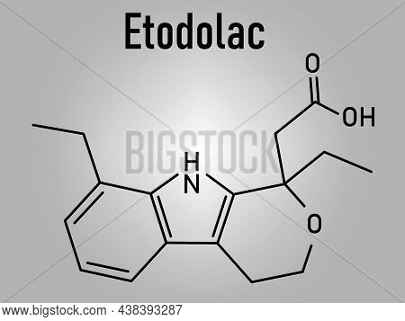 Etodolac Nsaid Drug Molecule. Skeletal Chemical Formula.