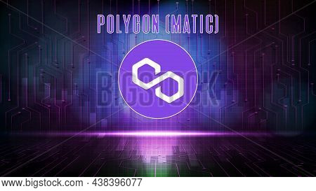 Abstract Futuristic Technology Background Of Polygon (matic) Price Graph Chart Coin Digital Cryptocu