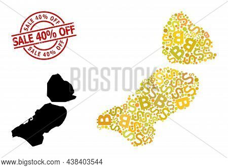 Grunge Sale 40 Percent Off Stamp Seal, And Money Collage Map Of Flevoland Province. Red Round Seal C