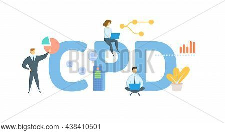 Cpd, Continuing Professional Development. Concept With Keyword, People And Icons. Flat Vector Illust